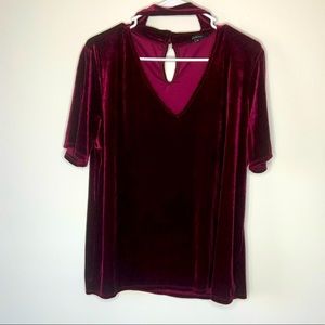 Ambiance| Women Plus 3X| Burgundy Velvet With Chocker